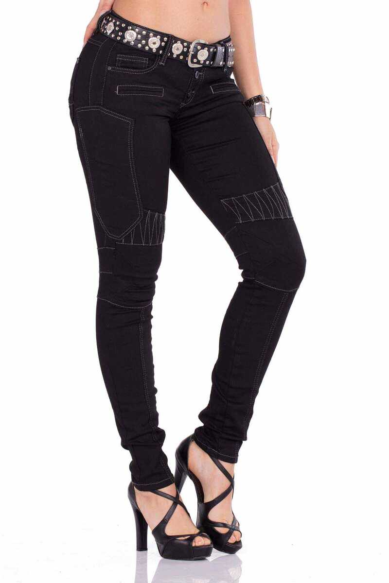 WD255A Damen Slim-Fit-Jeans im Biker-Stil - Cipo and Baxx - D_Straight_Slim - Damen -