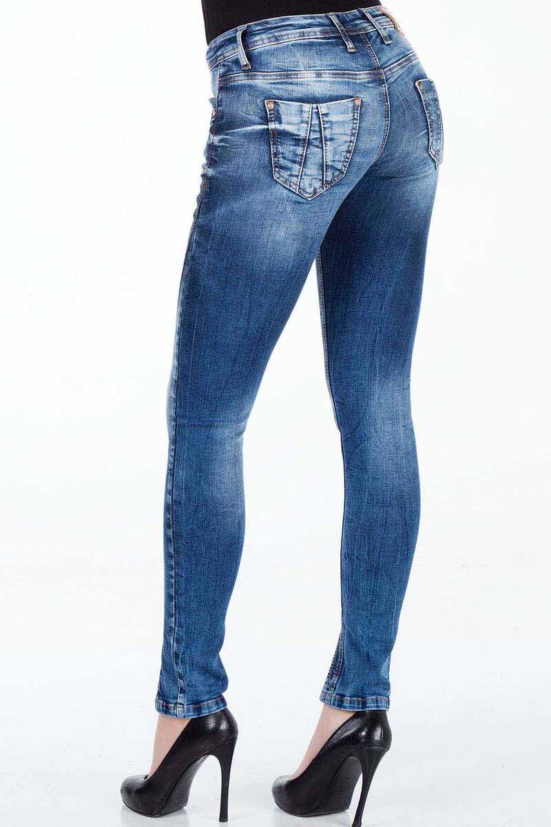 WD273 Damen Slim-Fit-Jeans mit trendiger Ziernaht - Cipo and Baxx - D_slim_Skinny - Damen -