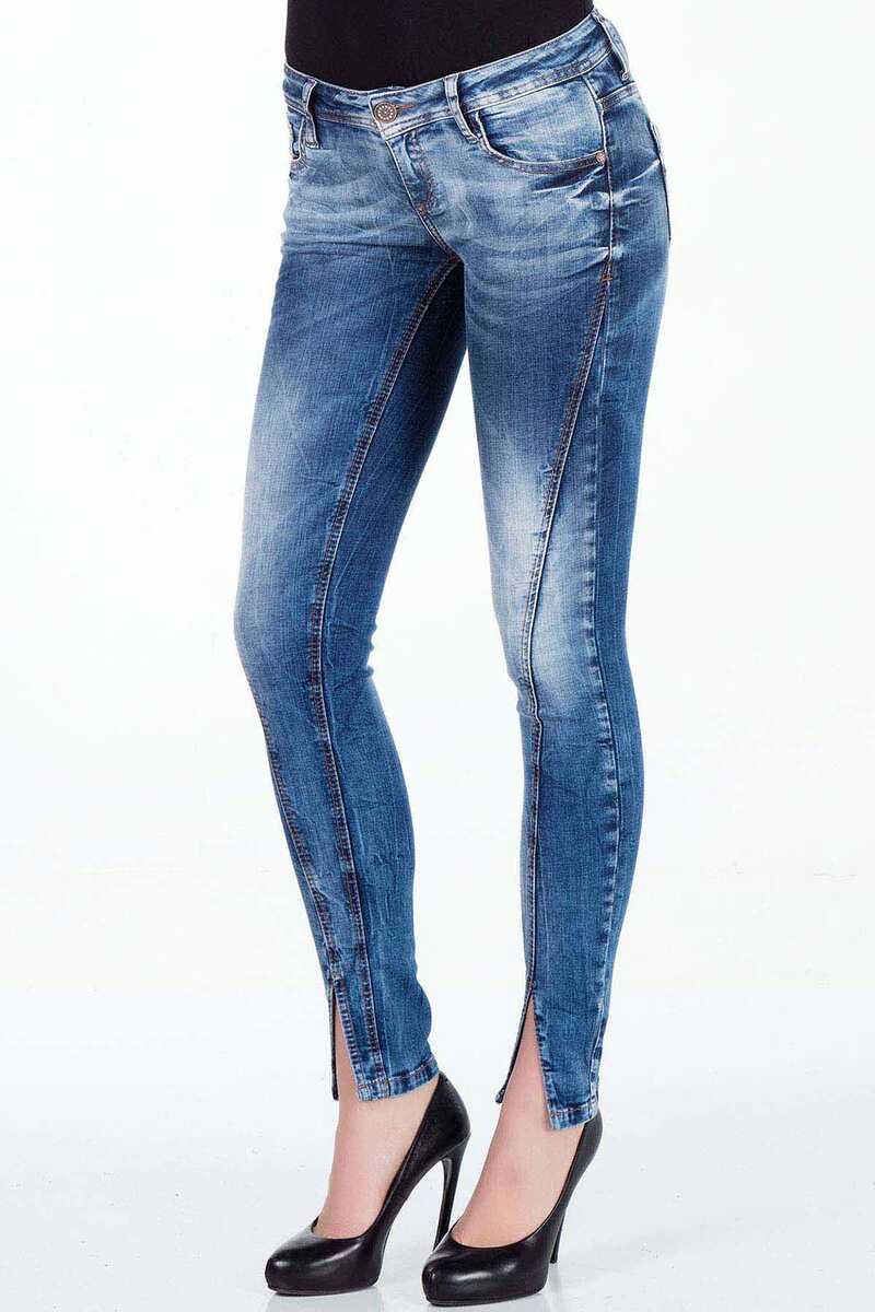 WD273 Damen Slim-Fit-Jeans mit trendiger Ziernaht - Cipo and Baxx - D_slim_Skinny - Damen -