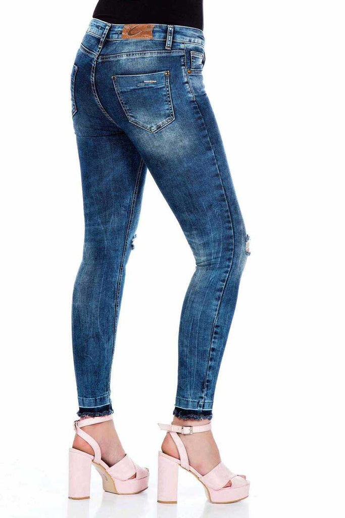 WD276 Damen Slim-Fit-Jeans in angesagtem Design in Skinny Fit - Cipo and Baxx