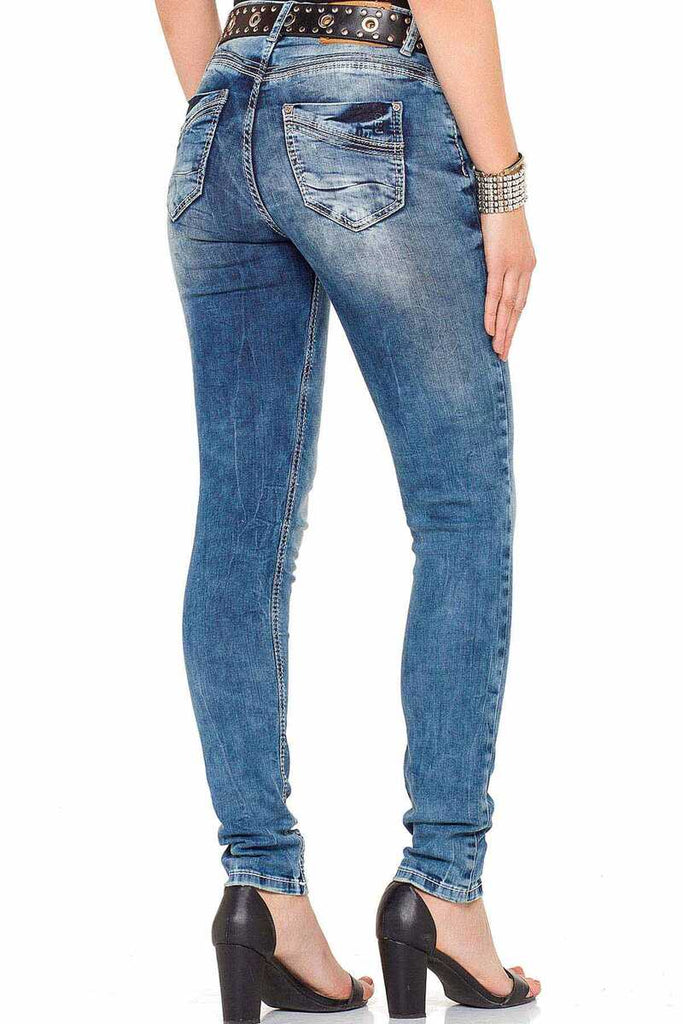 WD281 Damen Slim-Fit-Jeans in verwaschener Optik in Skinny Fit - Cipo and Baxx