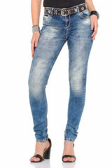WD281 Damen Slim-Fit-Jeans in verwaschener Optik in Skinny Fit - Cipo and Baxx - D_slim_Skinny - Damen -