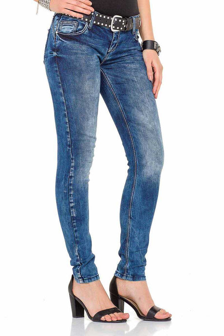 WD286 Damen Slim-Fit-Jeans mit cooler Waschung Straight Fit - Cipo and Baxx - D_slim_Skinny - Damen -