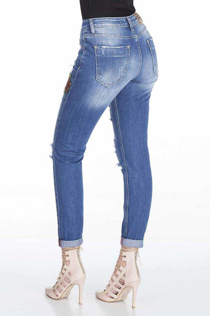 WD303 Damen Slim-Fit-Jeans im Destroyed Look in Slim Fit - Cipo and Baxx