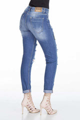 WD303 Damen Mom-Jeans im Destroyed Look - Cipo and Baxx - Boyfriend-Mom & Loose fit - Damen -