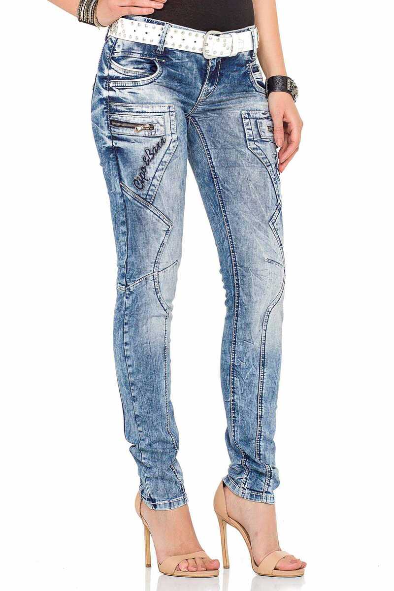 WD322 Damen Slim-Fit-Jeans mit niedrige Taille in Skinny Fit - Cipo and Baxx - D_Straight_Slim - Damen -
