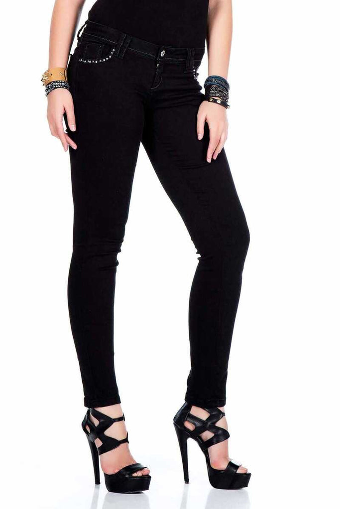 WD325 Damen Jeans mit elegant Steinstickerei - Cipo and Baxx
