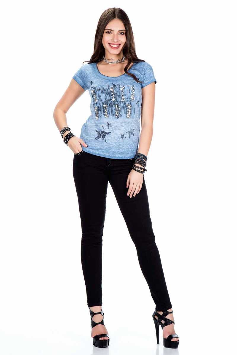 WD325 Damen Jeans mit elegant Steinstickerei - Cipo and Baxx - D_Straight_Slim - Damen -