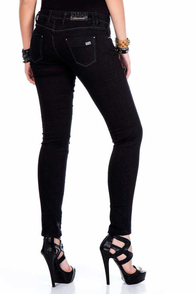 WD325 Damen Jeans mit elegant Steinstickerei - Cipo and Baxx