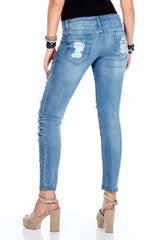 WD327 Damen Slim-Fit-Jeans im trendigen Destroyed-Look - Cipo and Baxx - D_Straight_Slim - Damen -
