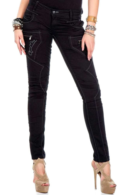 WD332 Damen Slim-Fit-Jeans mit ausgefallenen ziernähten - Cipo and Baxx - D_Straight_Slim - Damen -