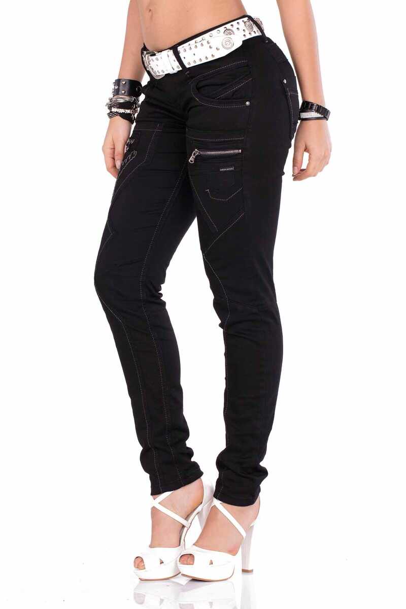 WD332 Damen Slim-Fit-Jeans mit ausgefallenen ziernähten - Cipo and Baxx - D_Straight_Slim - Damen -