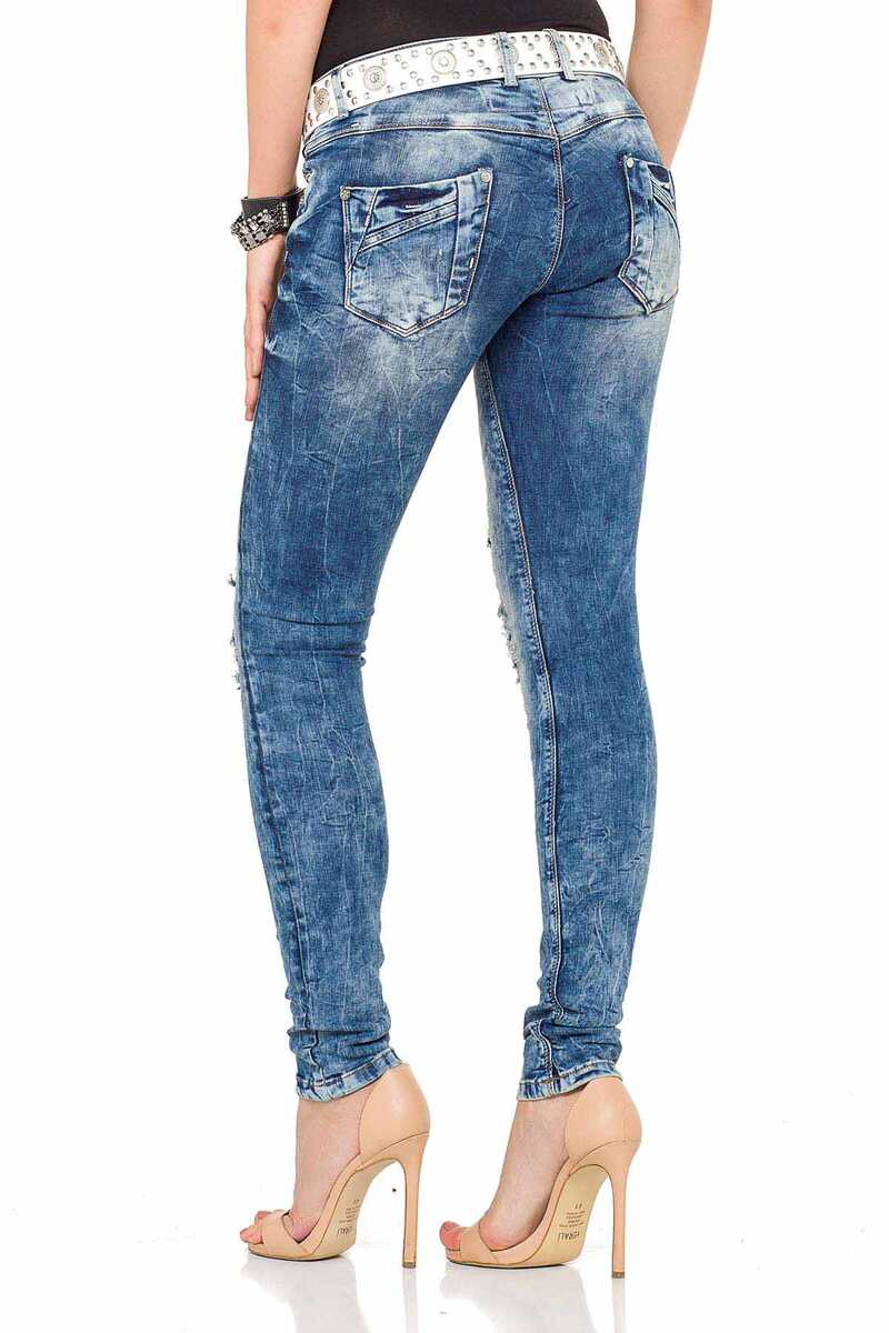 WD337 Damen Slim-Fit-Jeans mit Destroyed-Elementen - Cipo and Baxx - D_Straight_Slim - Damen -