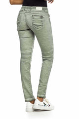 WD340 Damen Slim-Fit-Jeans mit trendigen Abnähern im Straight Fit - Cipo and Baxx - D_slim_Skinny - Damen -