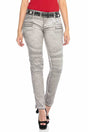 WD340 Damen Slim-Fit-Jeans mit trendigen Abnähern im Straight Fit - Cipo and Baxx - D_slim_Skinny - Damen -