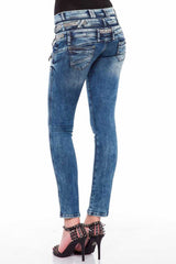 WD345 Damen Slim-Fit-Jeans mit Dreifach-Bund - Cipo and Baxx - D_slim_Skinny - Damen -