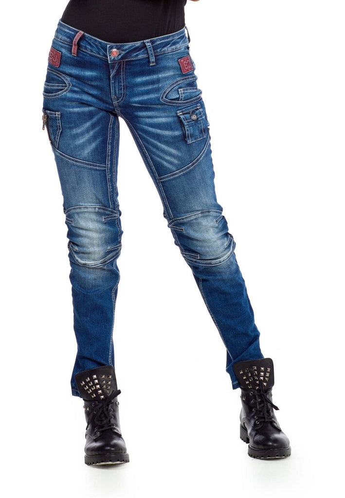 WD358 Damen bequeme Jeans mit modischen Ziernähten - Cipo and Baxx