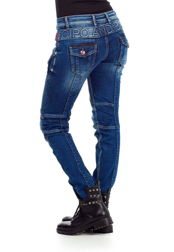 WD358 Damen bequeme Jeans mit modischen Ziernähten - Cipo and Baxx