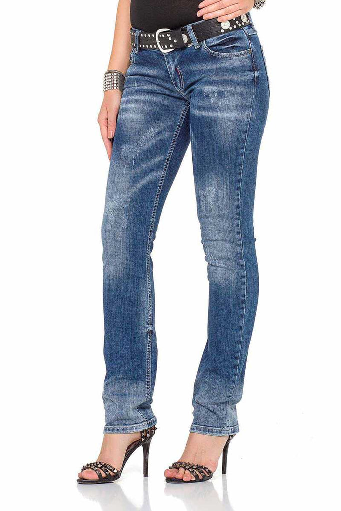WD364 Damen bequeme Jeans mit trendigem Bootcut - Cipo and Baxx