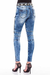 WD365 Damen Slim-Fit-Jeans im modernen Biker-Style - Cipo and Baxx - D_Straight_Slim - Damen -
