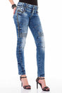 WD371 Damen Slim-Fit-Jeans mit doppeltem Taillenbund in Skinny Fit - Cipo and Baxx - D_Straight_Slim - Damen -