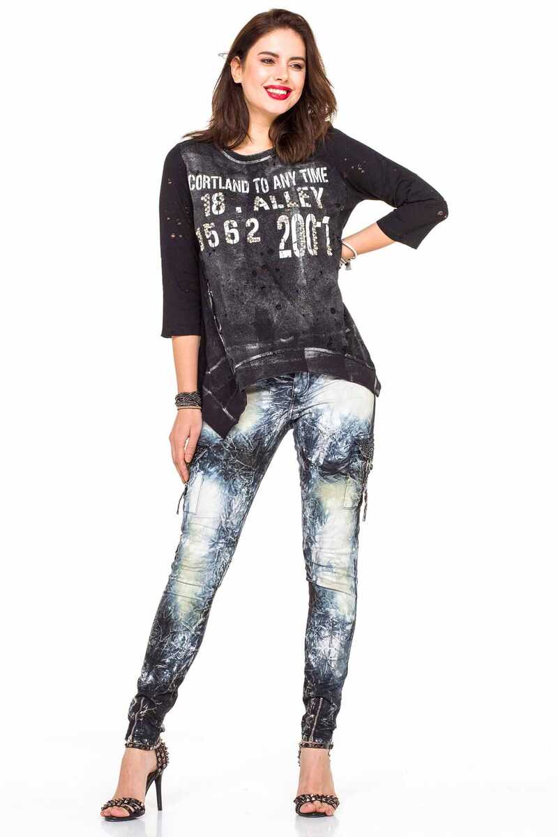 WD372 Damen Slim-Fit-Jeans mit moderner Batik-Waschung - Cipo and Baxx - D_Straight_Slim - Damen -