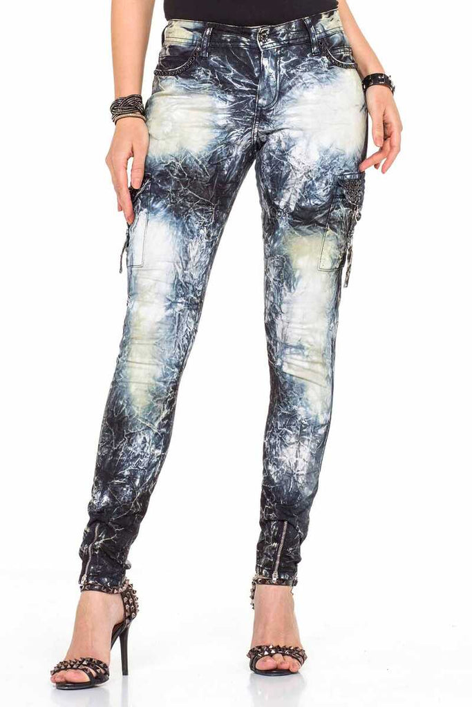 WD372 Damen Slim-Fit-Jeans mit moderner Batik-Waschung - Cipo and Baxx