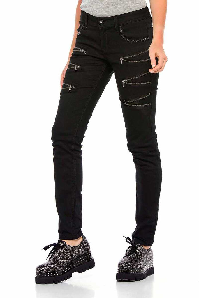 WD373 Damen Slim-Fit-Jeans mit auffälligen Details in Skinny Fit - Cipo and Baxx
