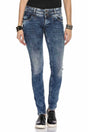 WD379 Damen Slim-Fit-Jeans mit coolem Doppel-Bund in Skinny Fit - Cipo and Baxx - D_slim_Skinny - Damen -
