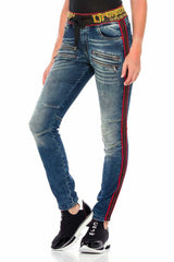 WD384 Damen Slim-Fit-Jeans mit trendigen Seitenstreifen - Cipo and Baxx - D_Straight_Slim - Damen -