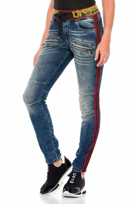 WD384 Damen Slim-Fit-Jeans mit trendigen Seitenstreifen - Cipo and Baxx - D_Straight_Slim - Damen -