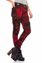 WD385 Damen Slim-Fit-Jeans mit lässigen Biker-Elementen - Cipo and Baxx - Boyfriend-Mom & Loose fit - Damen -