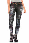 WD389 Damen Slim-fit-Jeans mit einzigartigen Paint-Elementen in Straight Fit - Cipo and Baxx - D_slim_Skinny - Damen -