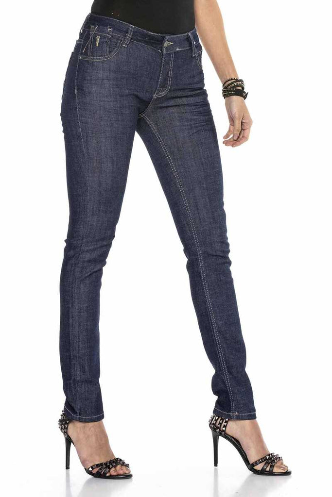 WD404 Damen Straight-Jeans in modischem Straight-Fit-Schnitt - Cipo and Baxx