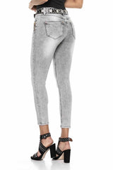 WD407 Damen Slim-Fit-Jeans mit tollem Steinchen-Besatz in Skinny-Fit - Cipo and Baxx - D_slim_Skinny - Damen -