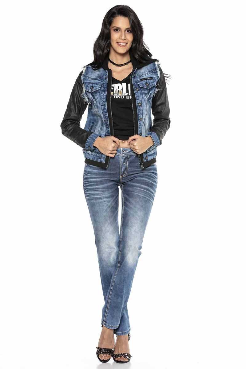 WD413 Damen bequeme Jeans mit trendiger Used-Waschung - Cipo and Baxx - D_Straight_Slim - Damen -
