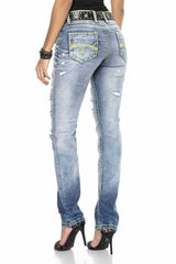 WD415 Damen bequeme Jeans mit Neon-Effekten - Cipo and Baxx - D_Straight_Slim - Damen -