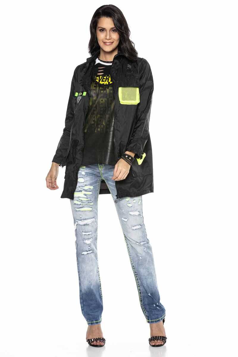 WD415 Damen bequeme Jeans mit Neon-Effekten - Cipo and Baxx - D_Straight_Slim - Damen -