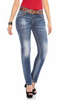 WD433 Damen Slim-Fit-Jeans mit kontrastfarbenen Nähten - Cipo and Baxx - D_Straight_Slim - Damen -
