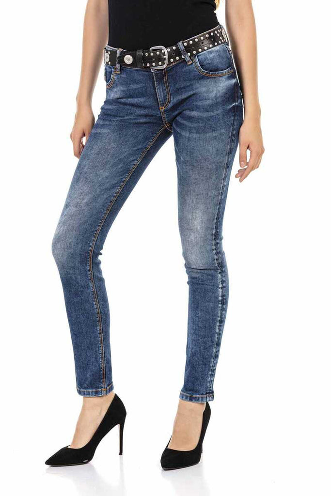 WD441 Damen Slim-Fit-Jeans mit trendigen Kontrastnähten - Cipo and Baxx