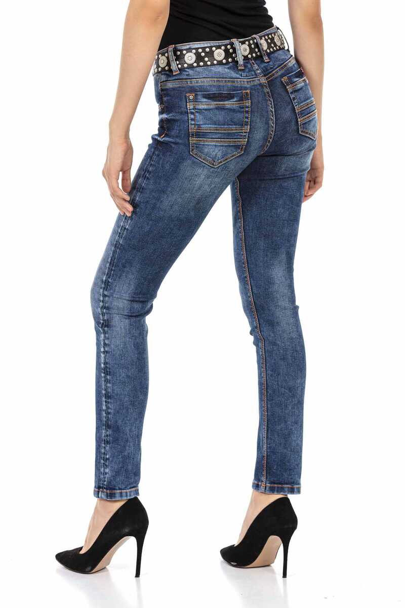 WD441 Damen Slim-Fit-Jeans mit trendigen Kontrastnähten - Cipo and Baxx - D_Straight_Slim - Damen -