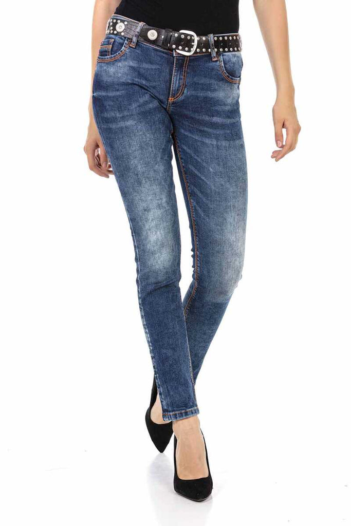 WD441 Damen Slim-Fit-Jeans mit trendigen Kontrastnähten - Cipo and Baxx