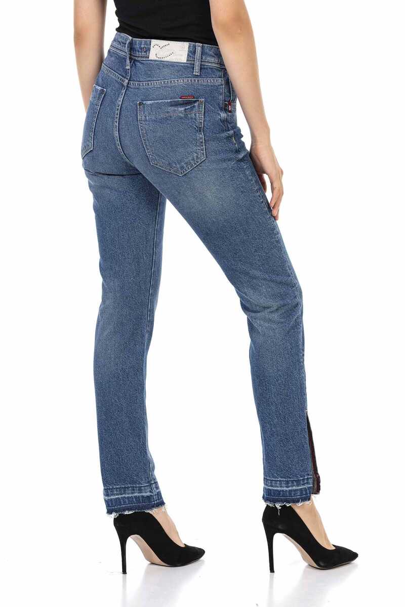 WD449 Damen bequeme Jeans mit trendigem Seitenschlitz - Cipo and Baxx - Boyfriend-Mom & Loose fit - Damen -