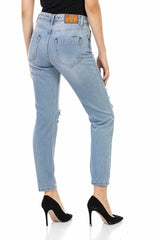 WD451 Damen Slim-Fit-Jeans mit trendigen Destroyed-Parts - Cipo and Baxx - Boyfriend-Mom & Loose fit - Damen -