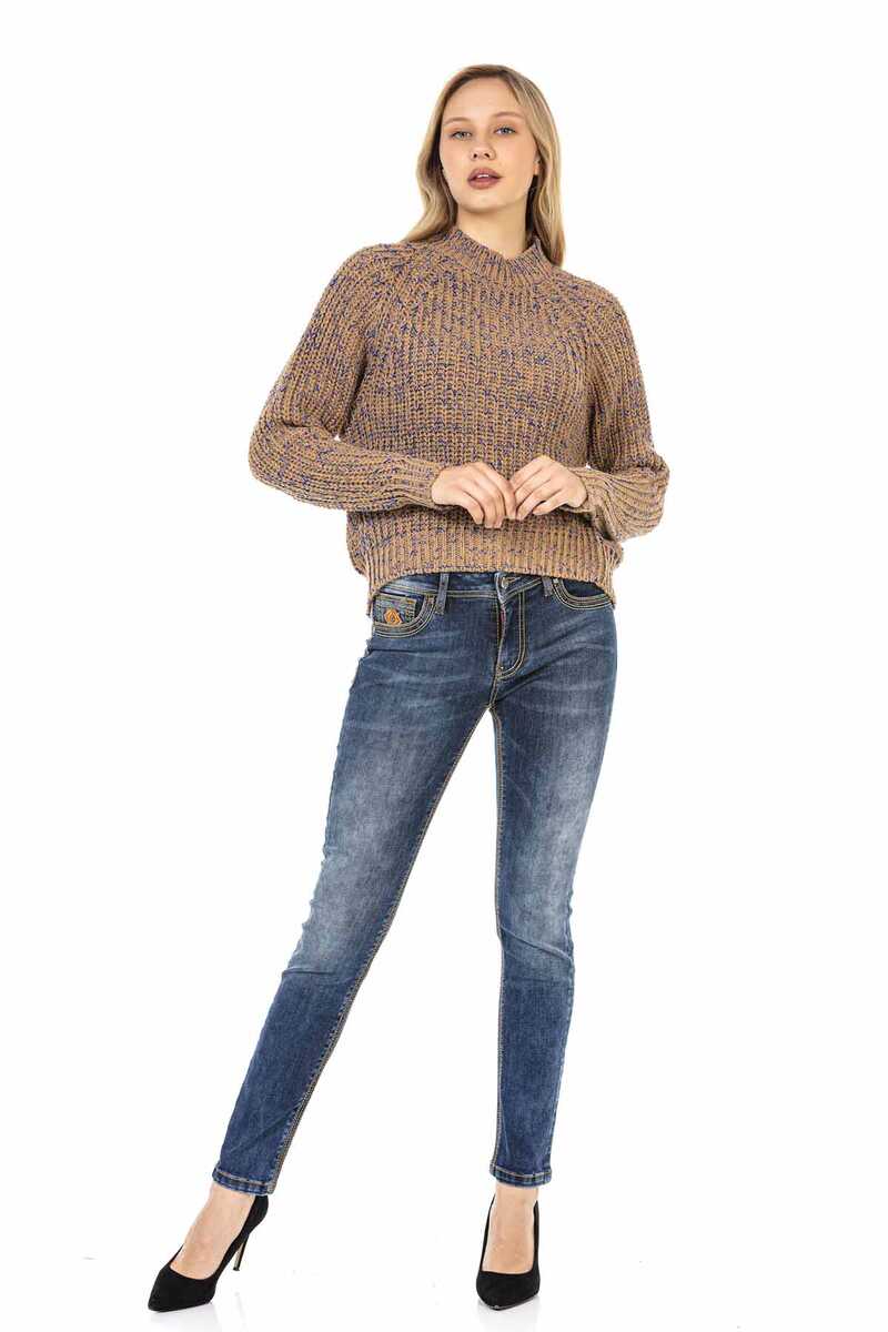 WD462 Damen Slim-Fit-Jeans mit trendigen Ziernähten - Cipo and Baxx - D_slim_Skinny - Damen -