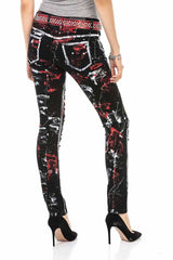 WD463 Damen Slim-Fit-Jeans im trendigen Handpaint-Design - Cipo and Baxx - D_slim_Skinny - Damen -