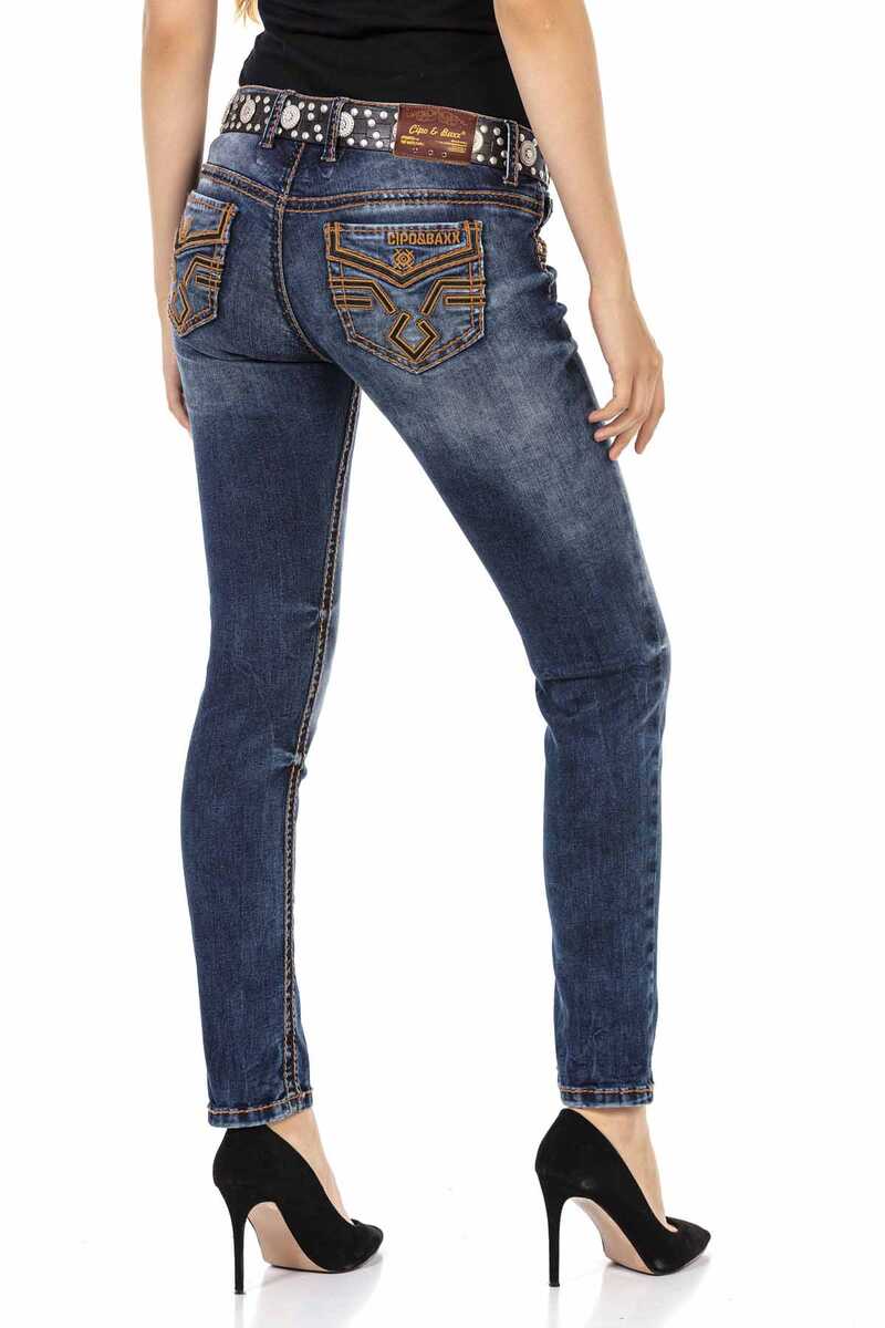 WD464 Damen Slim-Fit-Jeans mit kontrastfarbenen Nähten - Cipo and Baxx - D_slim_Skinny - Damen -