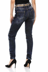 WD465 Damen Slim-Fit-Jeans mit Nietendetails - Cipo and Baxx - D_slim_Skinny - Damen -