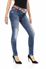 WD466 Damen Slim-Fit-Jeans mit coolen Nieten - Cipo and Baxx - Damen - Damen Jeans -