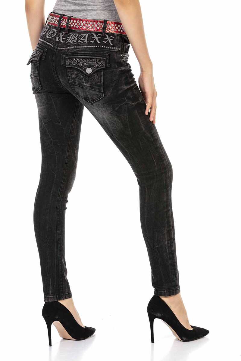 WD468 Damen Slim-Fit-Jeans mit Nietendetails - Cipo and Baxx - Damen - Damen Jeans -